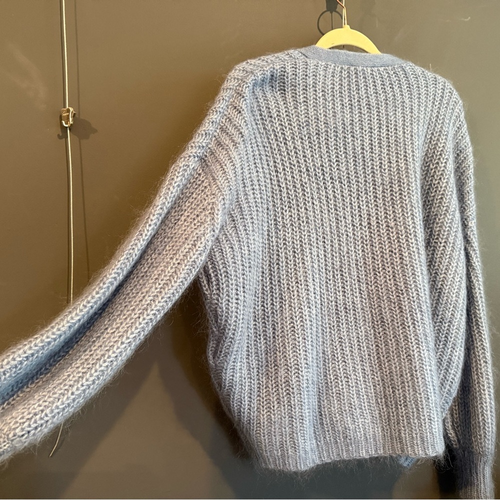 Sézane Vintage Blue V-Neck Achille Cardigan - Picture 12 of 14